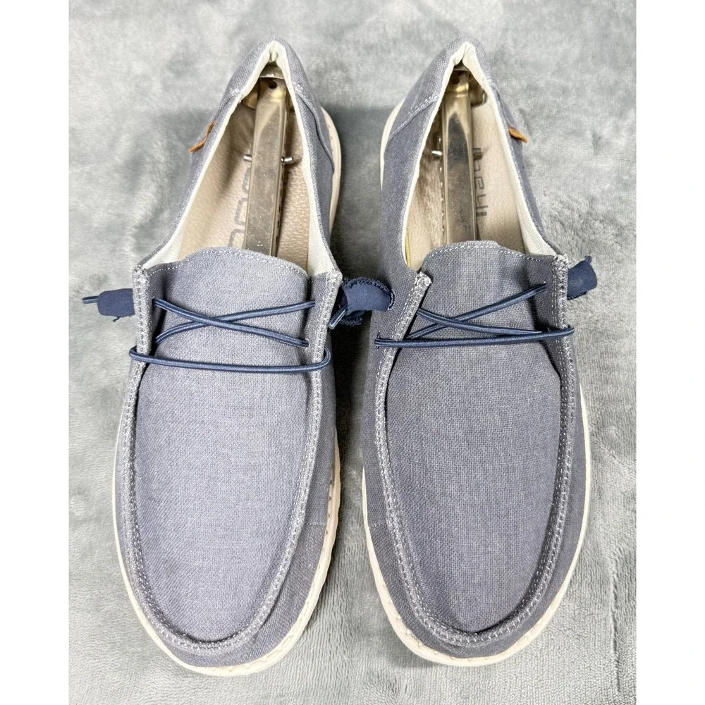 Hey Dude Wendy Chambray Shoes Womens 9 Gray Slip On Casual Loafer